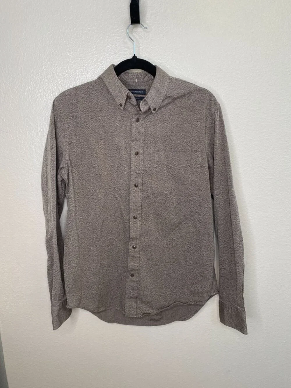 Banana Republic Mens Standard Fit Long Sleeve Button-Down Shirt M Brown Cotton